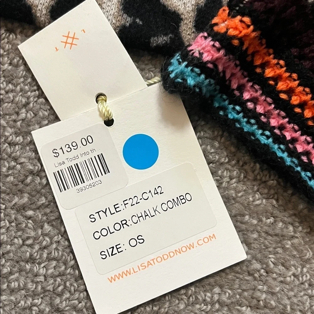 NWT Lisa Todd Cotton Scarf and Hat Set in Chalk Combo